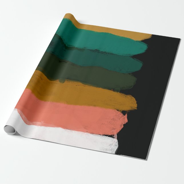 Abstract line art brush strokes colourful fine art wrapping paper (Unrolled)