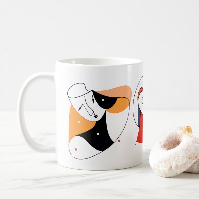 Abstract Line Art Coffee Mug (With Donut)