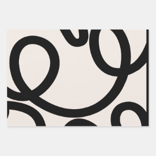 Abstract Line Black And White Wrapping Paper Sheet