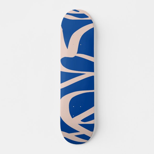 Abstract Line Blue Skateboard (Front)
