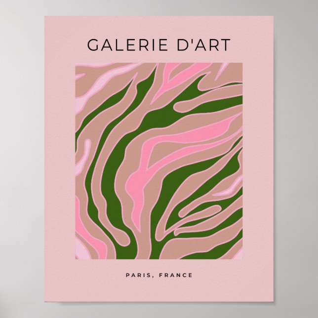 Abstract Line Blush Pink And Green Poster (Front)
