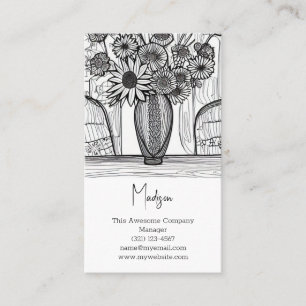Abstract Line Drawing Floral Art Business Card