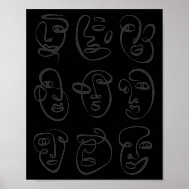 Abstract Line Faces Collection Sticker  Poster (Front)