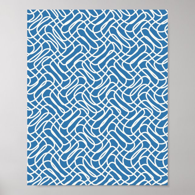 Abstract Line Pattern Blue Poster (Front)