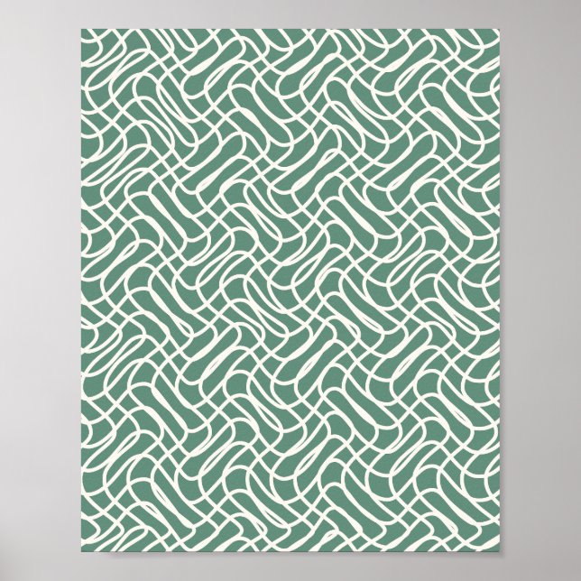 Abstract Line Pattern Green Poster (Front)