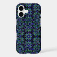 Abstract Line Pattern In Green Violet And Black