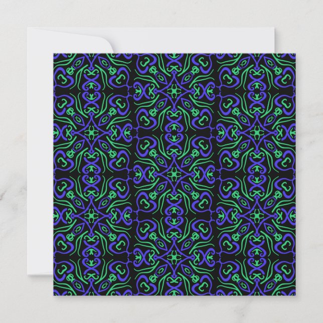 Abstract Line Pattern In Green Violet And Black Card (Front)