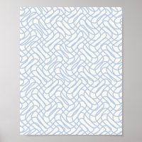 Abstract Line Pattern Light Blue And Cream White