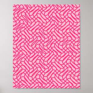 Abstract Line Pattern Preppy Pink Poster