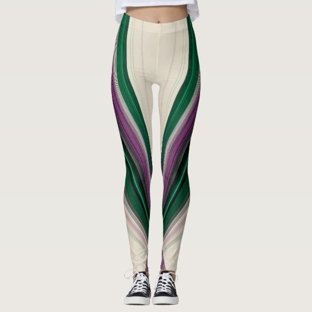 Abstract Line Pattern | Purple & Teal Leggings (Front)
