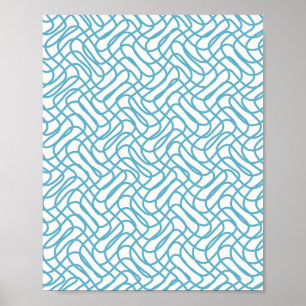 Abstract Line Pattern Turquoise Poster