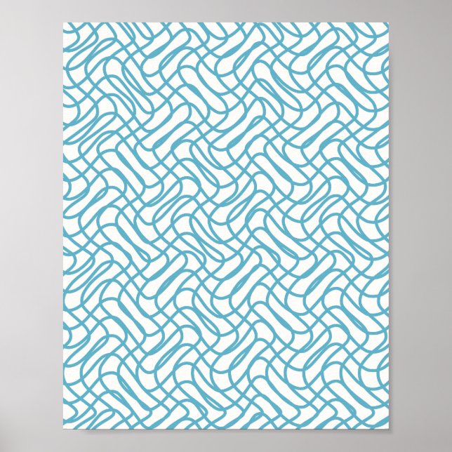 Abstract Line Pattern Turquoise Poster (Front)