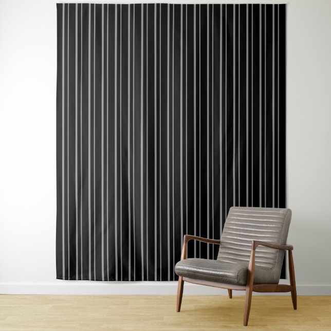 Abstract line striped modern pattern print black g tapestry (In Situ)