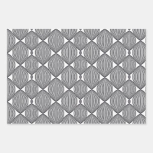 Abstract linear black and white repeated pattern wrapping paper sheet