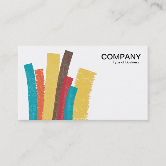Abstract Lines 03- Colours on White Business Card (Front)