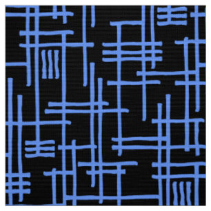 Abstract Lines 120923 - Baby Blue on Black Fabric