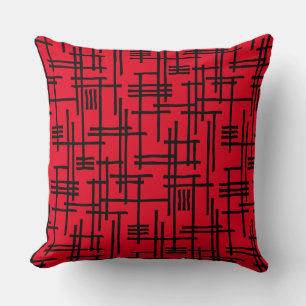 Abstract Lines 120923 - Black on Red Cushion
