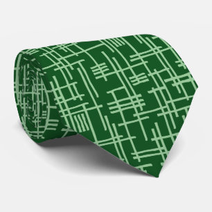 Abstract Lines 120923 - Faded Green on Forest Gn Tie