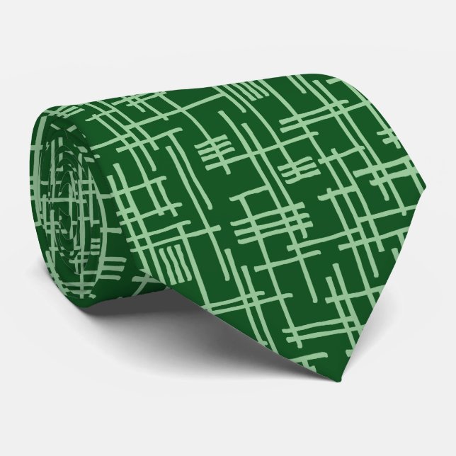 Abstract Lines 120923 - Faded Green on Forest Gn Tie (Rolled)