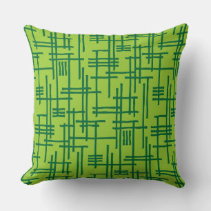 Abstract Lines 120923 - Forest Green on Martian Gn Cushion