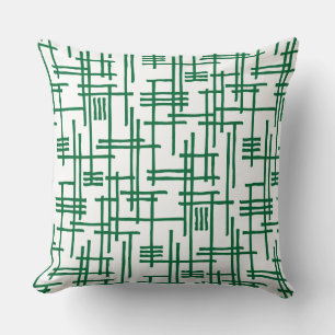 Abstract Lines 120923 - Forest Green on White Cushion