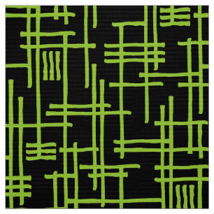 Abstract Lines 120923 - Martian Green on Black Fabric