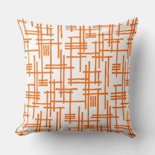 Abstract Lines 120923 - Orange on White Cushion
