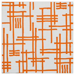 Abstract Lines 120923 - Orange on White Fabric