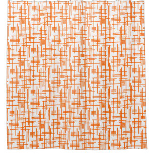 Abstract Lines 120923 - Orange on White Shower Curtain