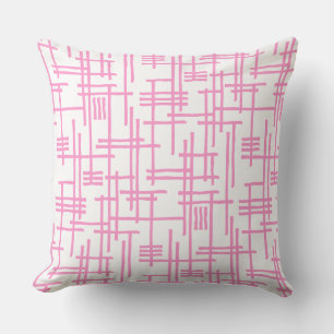 Abstract Lines 120923 - Pink on White Cushion