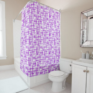 Abstract Lines 120923 - Purple on White Shower Curtain