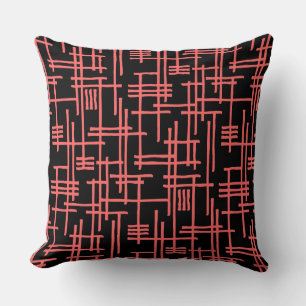 Abstract Lines 120923 - Tropical Pink on Black Cushion