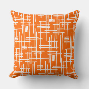 Abstract Lines 120923 - White on Orange Cushion