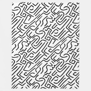 Abstract Lines 130318(b) - Black on White Fleece Blanket
