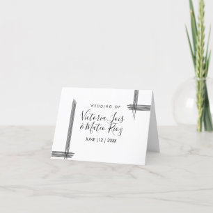 Abstract Lines Black White Modern Wedding Table Thank You Card