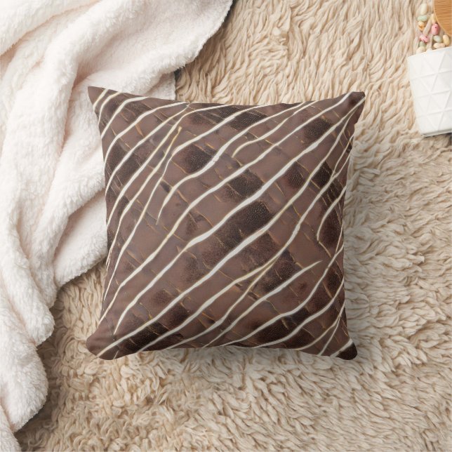 Abstract Lines Brown and Gold  Cushion (Blanket)
