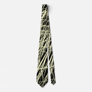 Abstract Lines - Cream on Black Tie