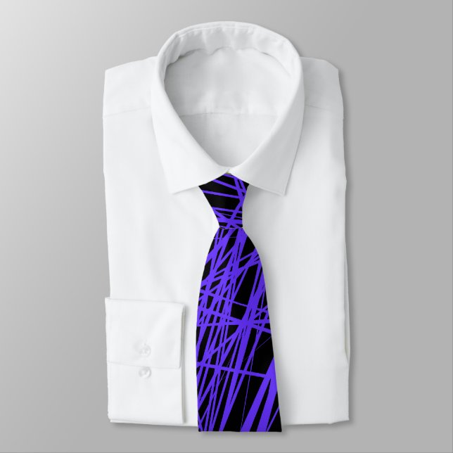 Abstract Lines - Deep Azure on Black Tie (Tied)