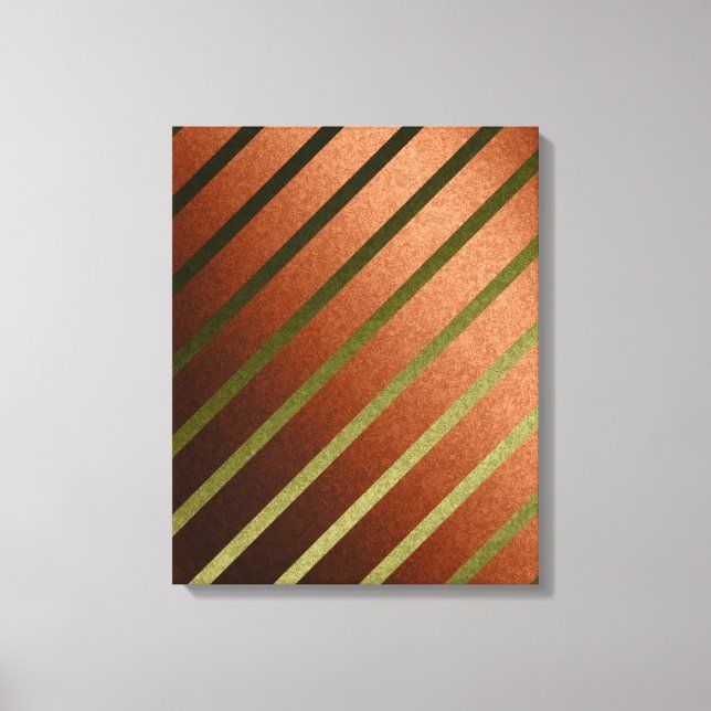 Abstract Lines Faux Orange Yellow Foil Canvas Art (Front)