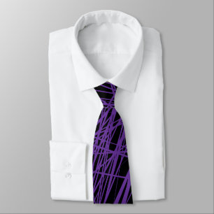 Abstract Lines - Grape on Black Tie