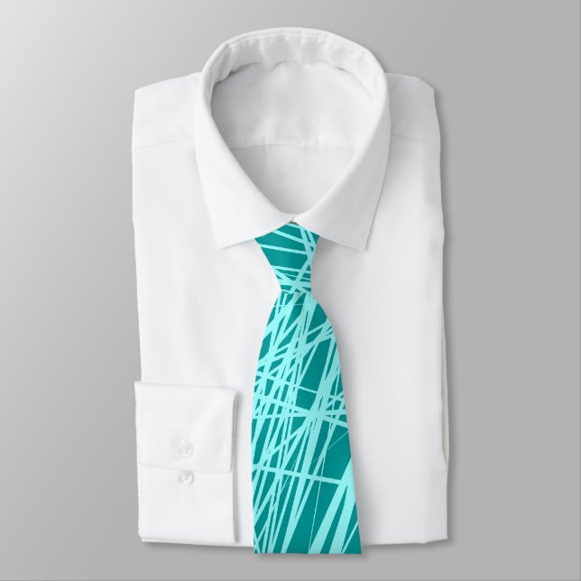 Abstract Lines - Ice Blue on 009999 Tie (Tied)