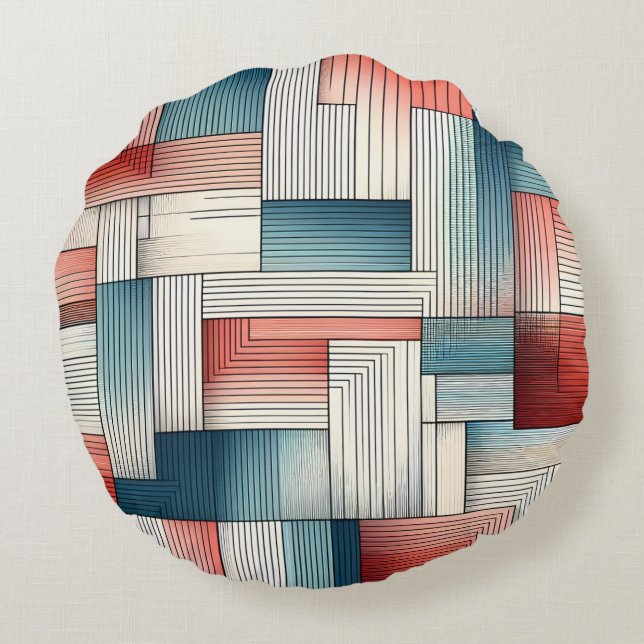 Abstract Lines in Harmony Round Cushion (Back)