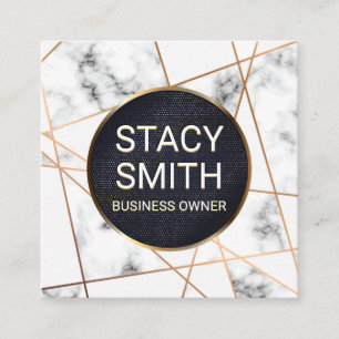 Abstract Lines Marble Gold Speckled Banner Square Business Card