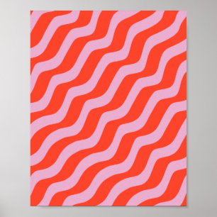 Abstract Lines Retro Pink Vintage Zebra Stripes Poster
