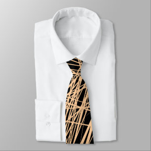 Abstract Lines - Sand on Black Tie