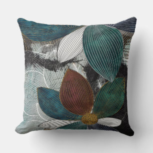 Abstract Linework Floral Art with Bold Petals Cushion