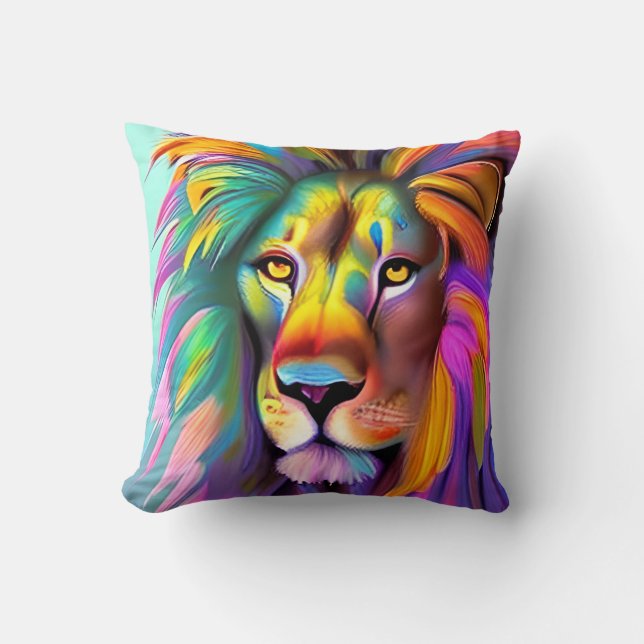 Abstract Lion Face Mystical Fantasy Art Cushion (Front)