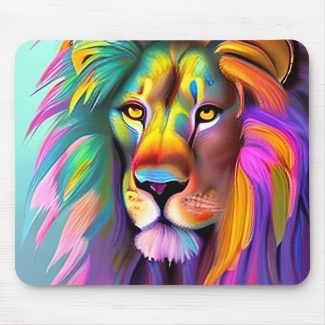 Abstract Lion Face Mystical Fantasy Art Mouse Pad (Front)