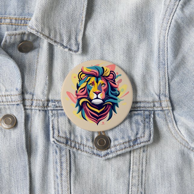 Abstract Lion Head Art 7.5 Cm Round Badge (In Situ)