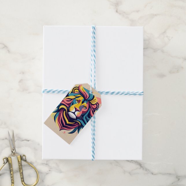 Abstract Lion Head Art Gift Tags (With Twine)